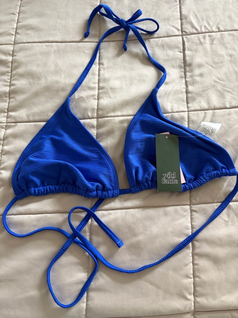 Wild Fable Bright Blue Ribbed Triangle Bikini Top